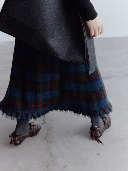 FUSSED Mesh Hem Splice Harris Plaid Women&
