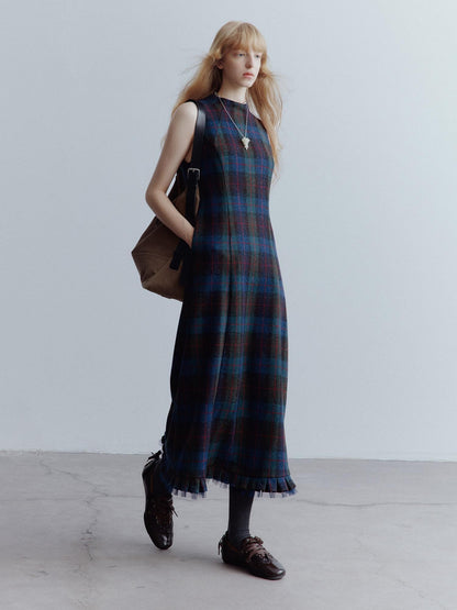 FUSSED Mesh Hem Splice Harris Plaid Women&