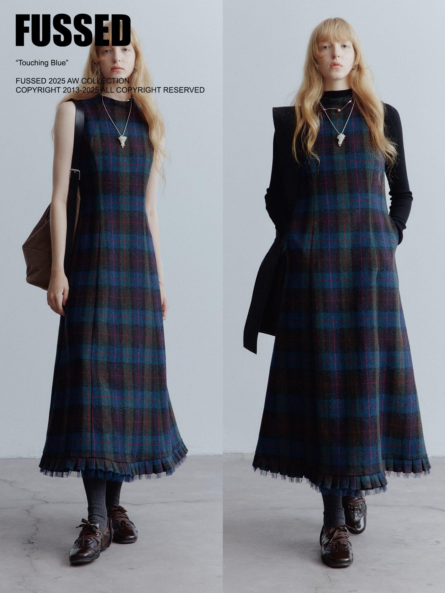 FUSSED Mesh Hem Splice Harris Plaid Women&
