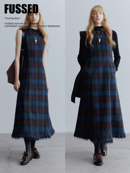 FUSSED Mesh Hem Splice Harris Plaid Women&