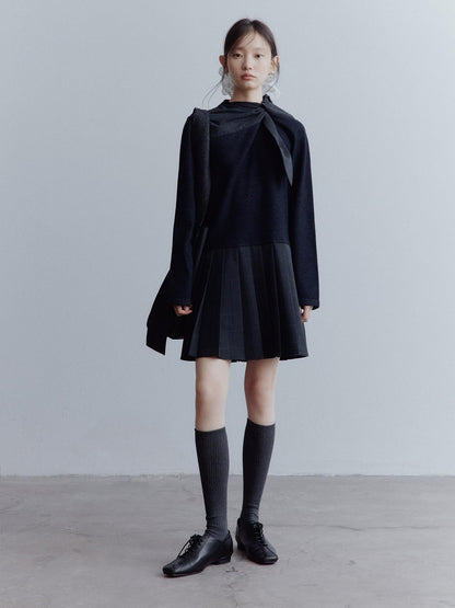 FUSSED Meteorite Gray Deconstructed Scarf Pleat Patch Women&