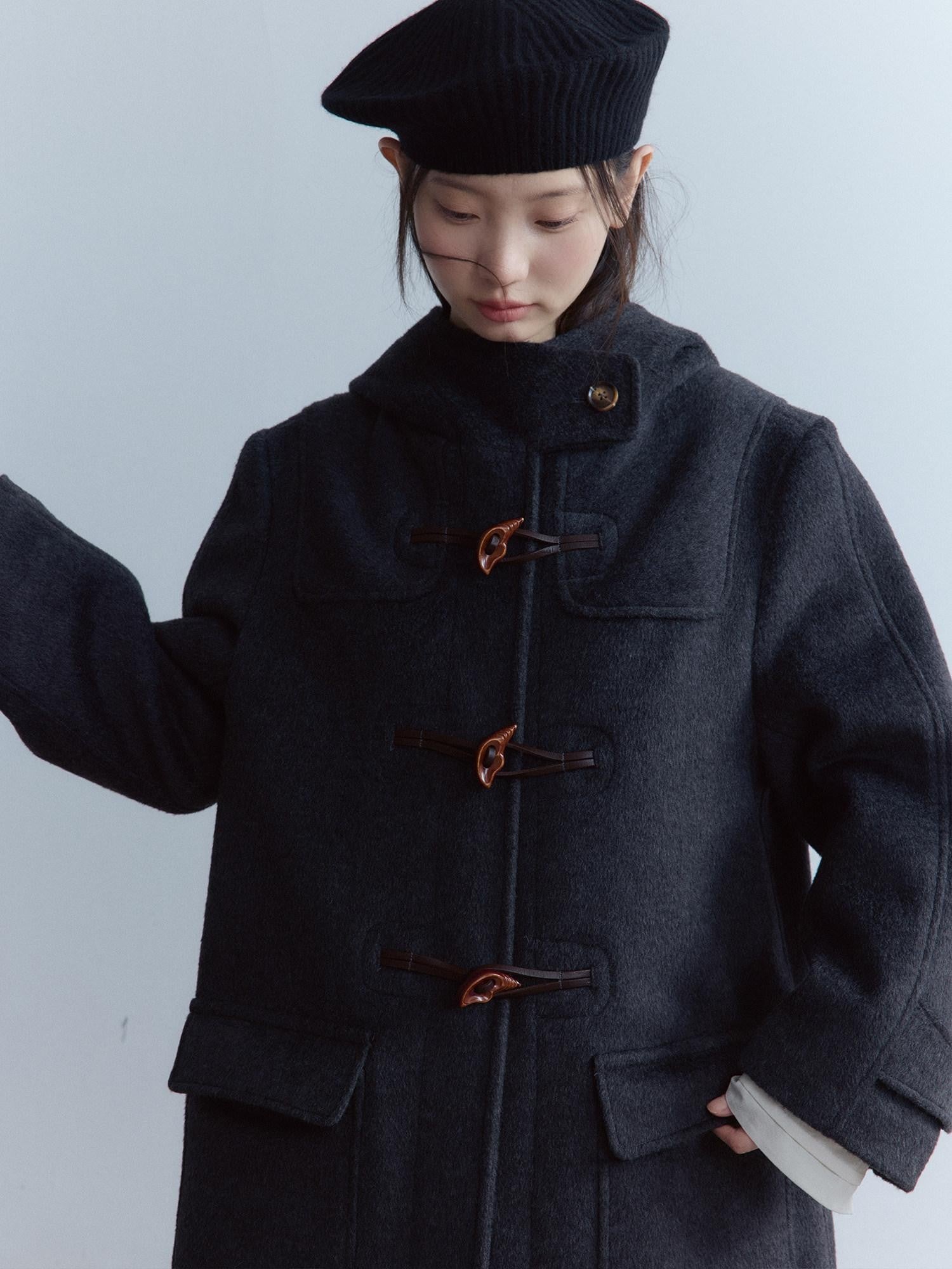 FUSSED Meteorite Gray Heavy Patchwork Handmade Horn Toggle Women&