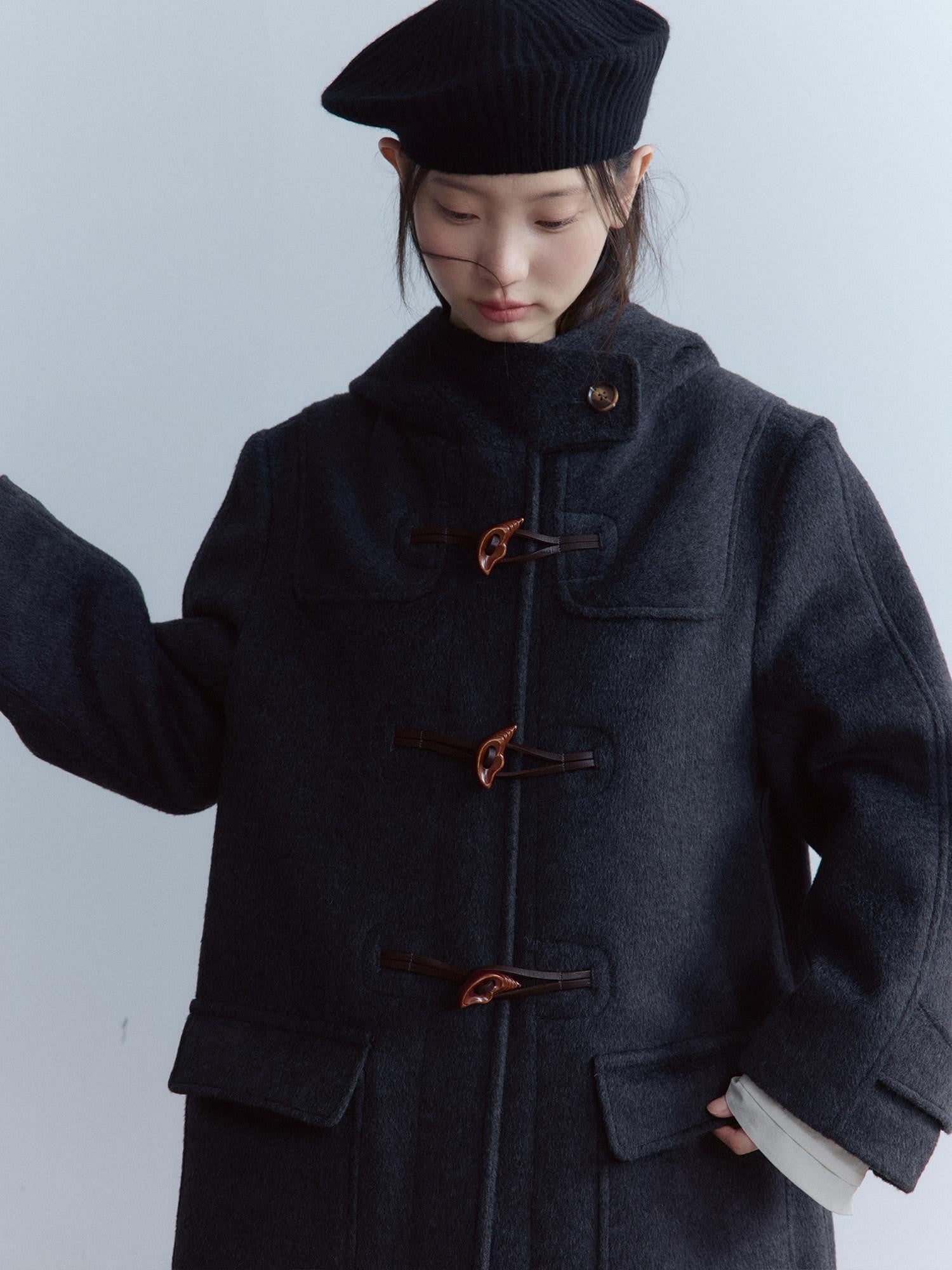 FUSSED Meteorite Gray Heavy Patchwork Handmade Horn Toggle Women&