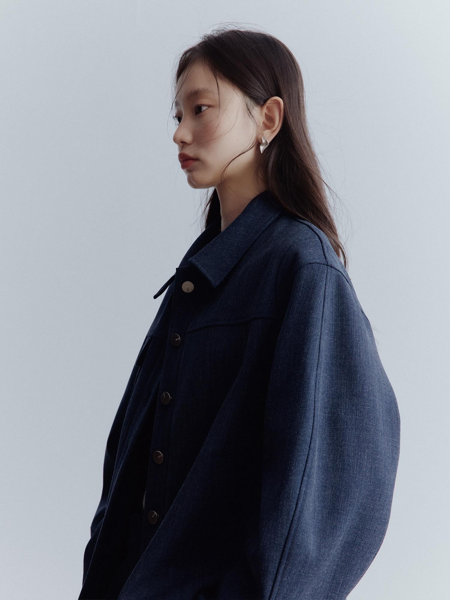 FUSSED Midnight Blue Deconstructed Lapel Utility Women&
