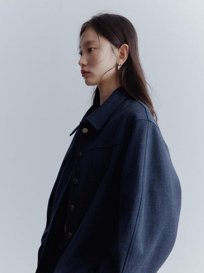 FUSSED Midnight Blue Deconstructed Lapel Utility Women&