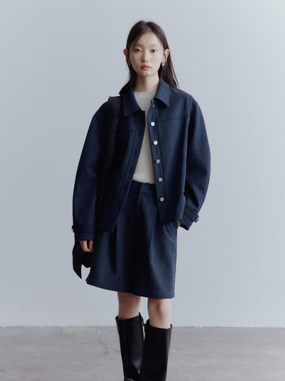 FUSSED Midnight Blue Deconstructed Lapel Utility Women&