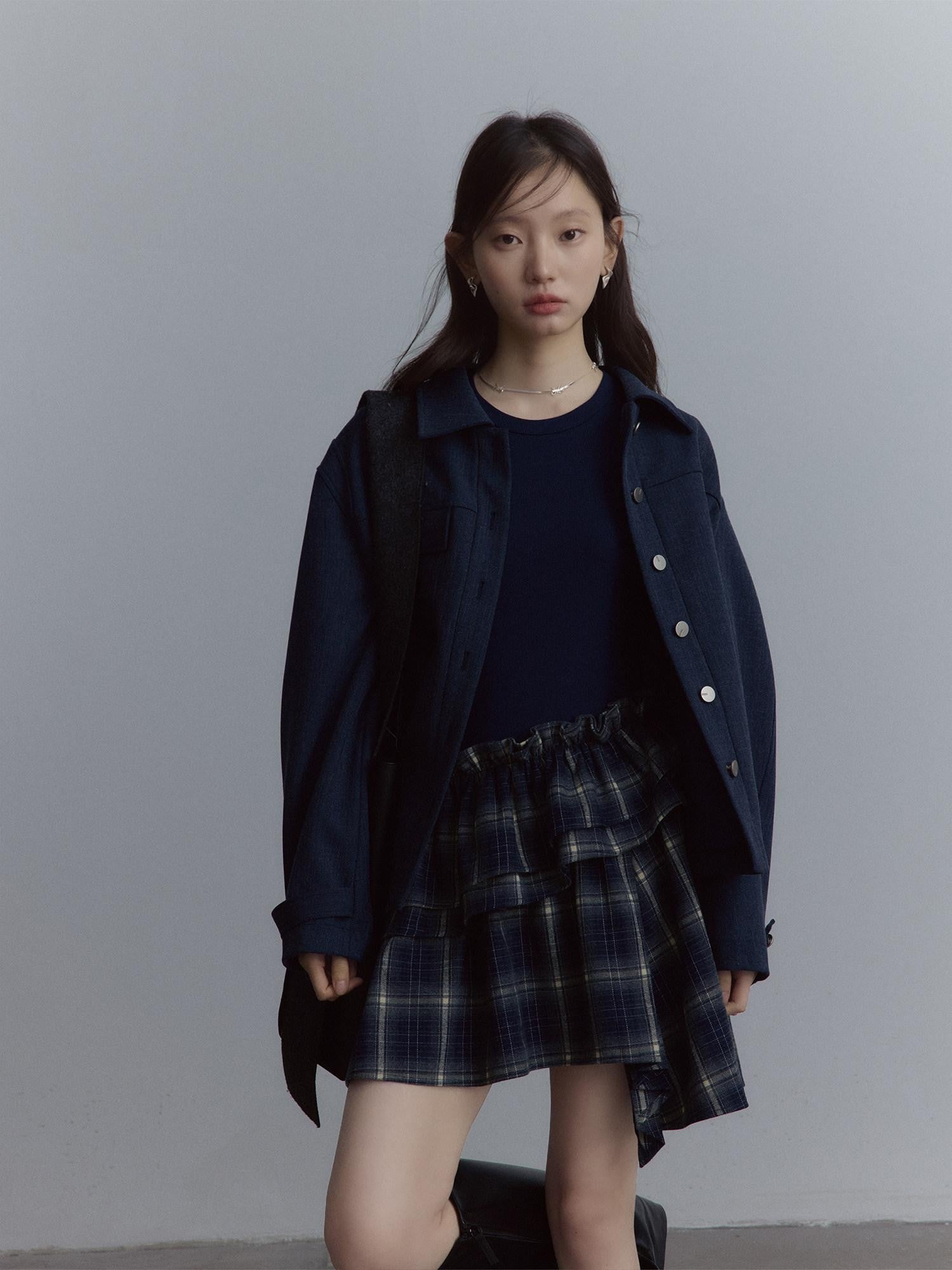 FUSSED Midnight Blue Deconstructed Lapel Utility Women&
