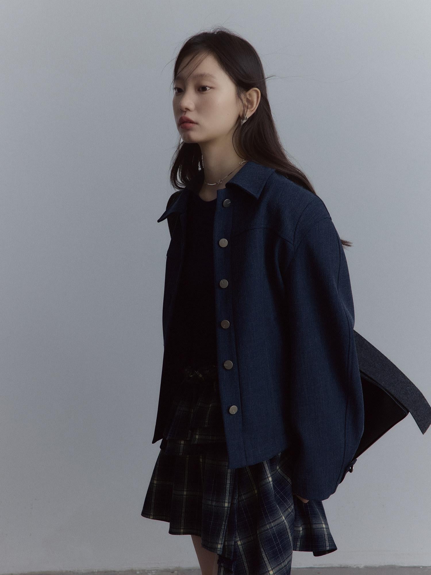 FUSSED Midnight Blue Deconstructed Lapel Utility Women&