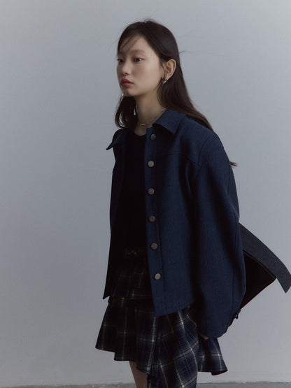 FUSSED Midnight Blue Deconstructed Lapel Utility Women&