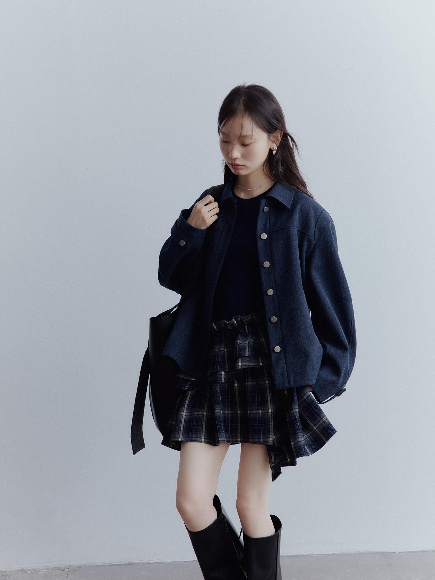 FUSSED Midnight Blue Deconstructed Lapel Utility Women&