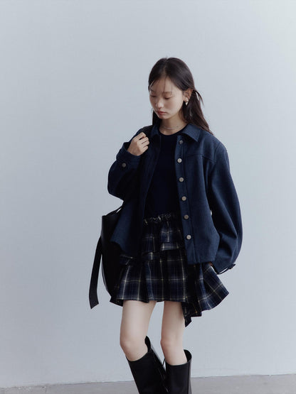 FUSSED Midnight Blue Deconstructed Lapel Utility Women&