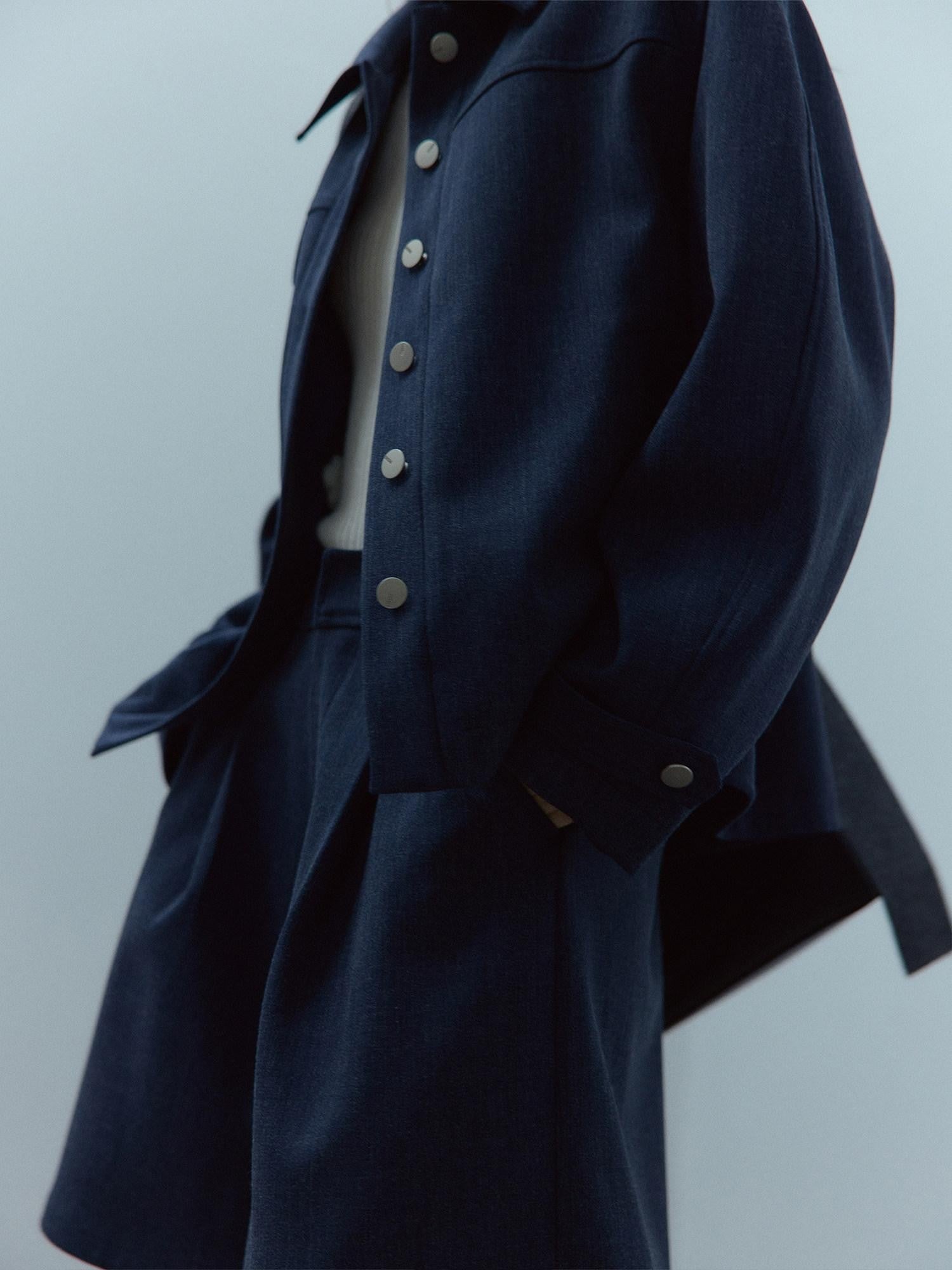FUSSED Midnight Blue Deconstructed Lapel Utility Women&
