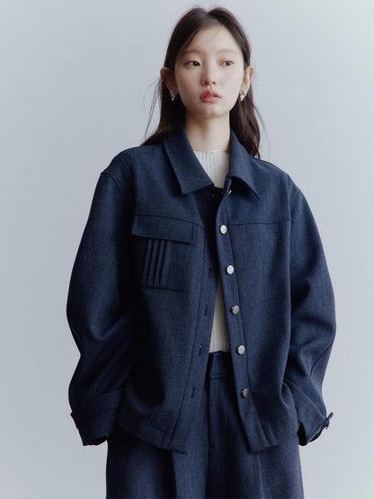 FUSSED Midnight Blue Deconstructed Lapel Utility Women&