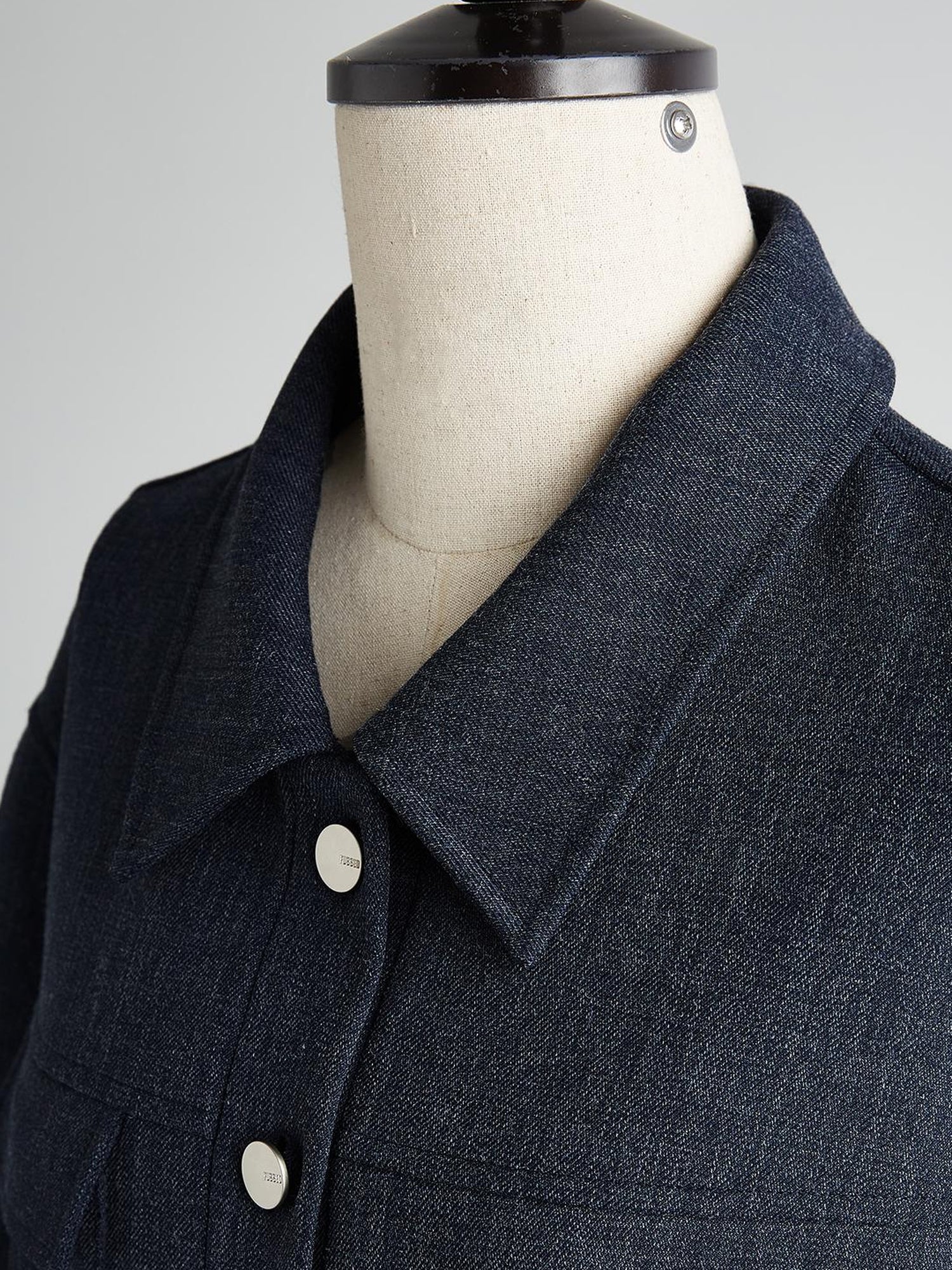 FUSSED Midnight Blue Deconstructed Wool Blend Jacket With Asymmetrical Pockets