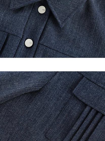 FUSSED Midnight Blue Deconstructed Wool Blend Jacket With Asymmetrical Pockets