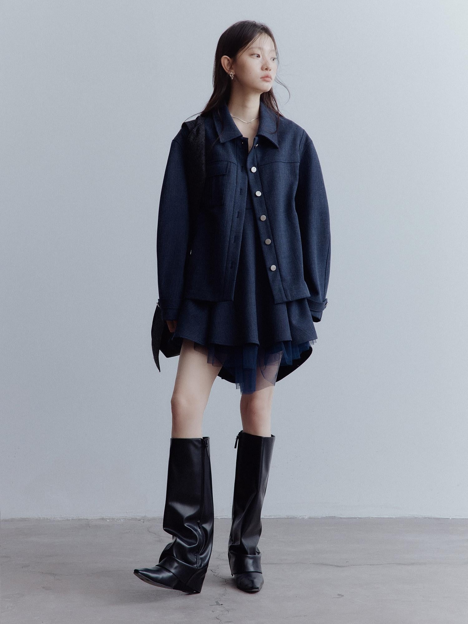 FUSSED Midnight Blue Manta Deconstructed Multilayer Mesh Women&