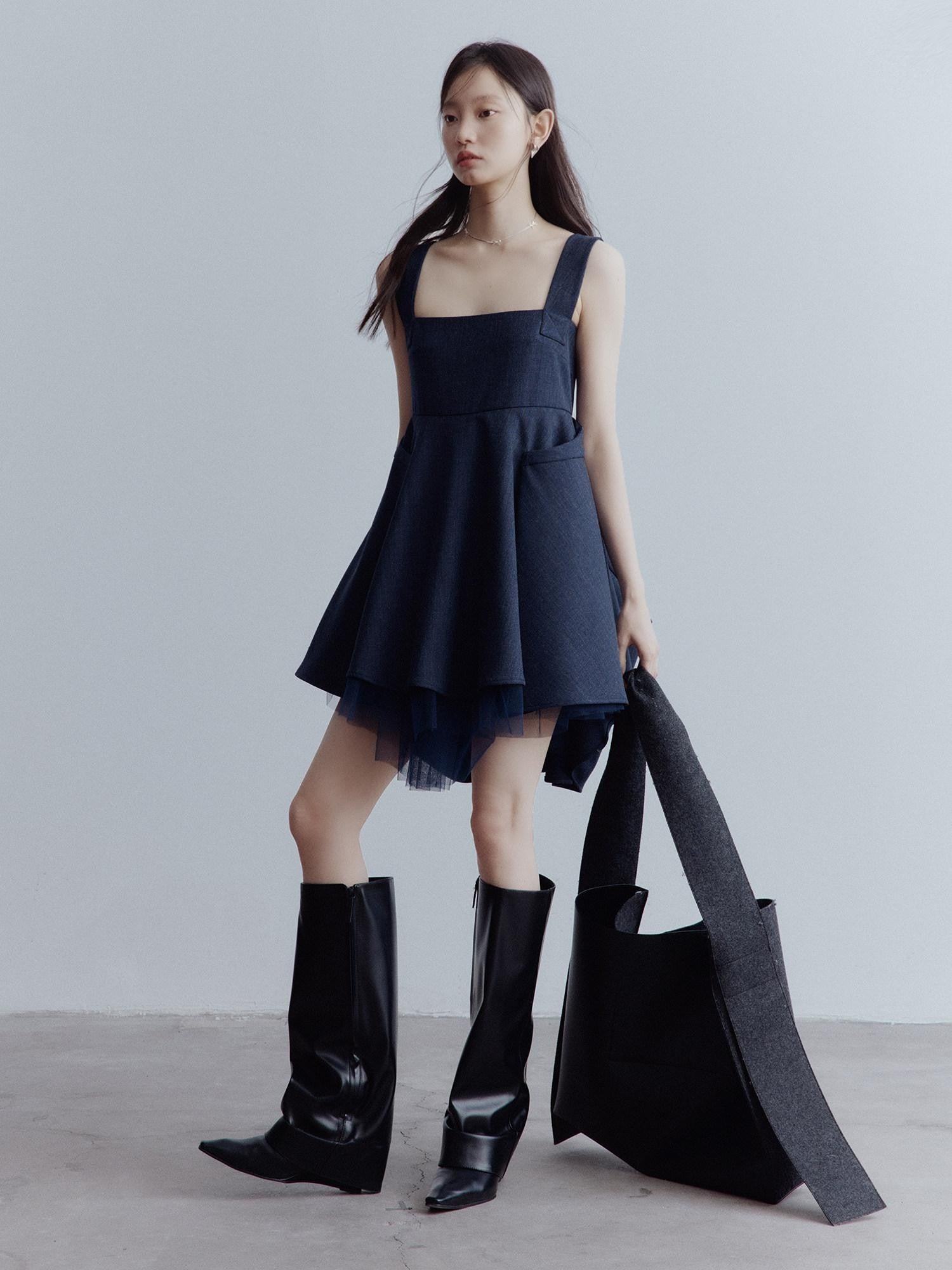 FUSSED Midnight Blue Manta Deconstructed Multilayer Mesh Women&