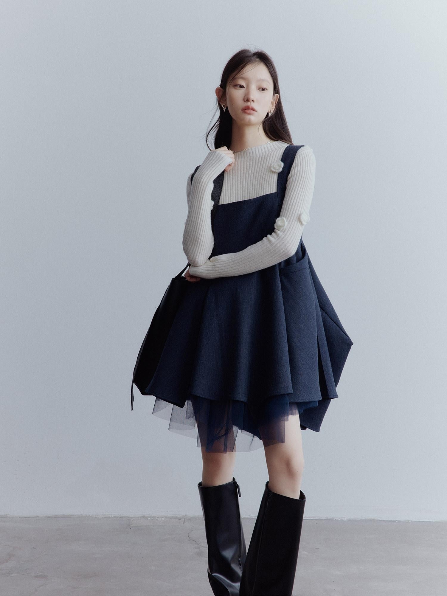 FUSSED Midnight Blue Manta Deconstructed Multilayer Mesh Women&
