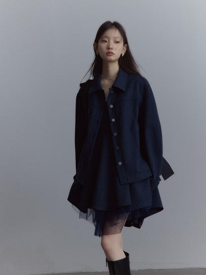 FUSSED Midnight Blue Manta Deconstructed Multilayer Mesh Women&