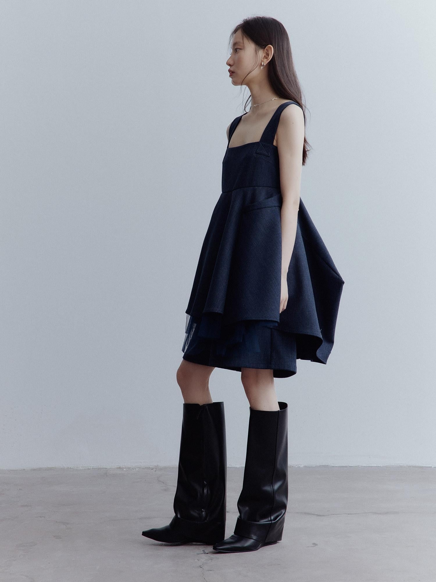 FUSSED Midnight Blue Manta Deconstructed Multilayer Mesh Women&