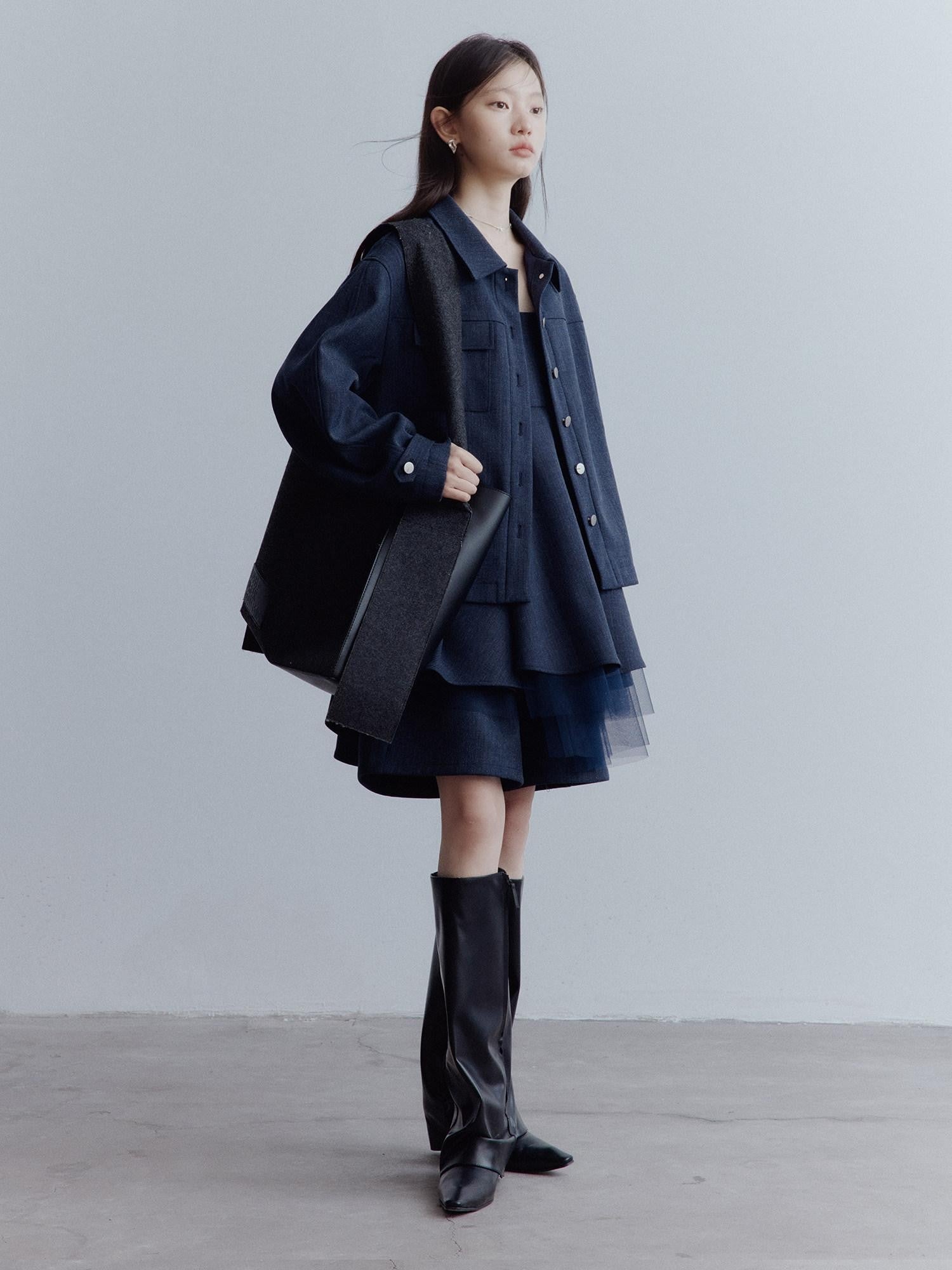 FUSSED Midnight Blue Manta Deconstructed Multilayer Mesh Women&