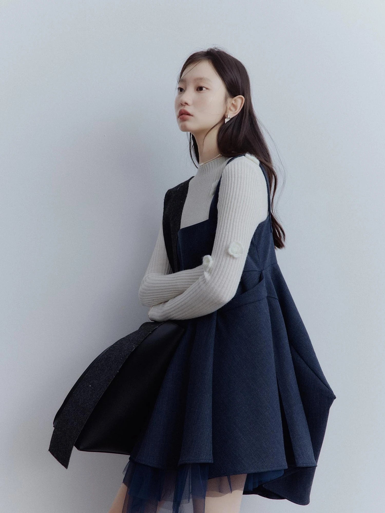 Midnight Blue Manta Ray Deconstructed Layered Tulle Babydoll Dress