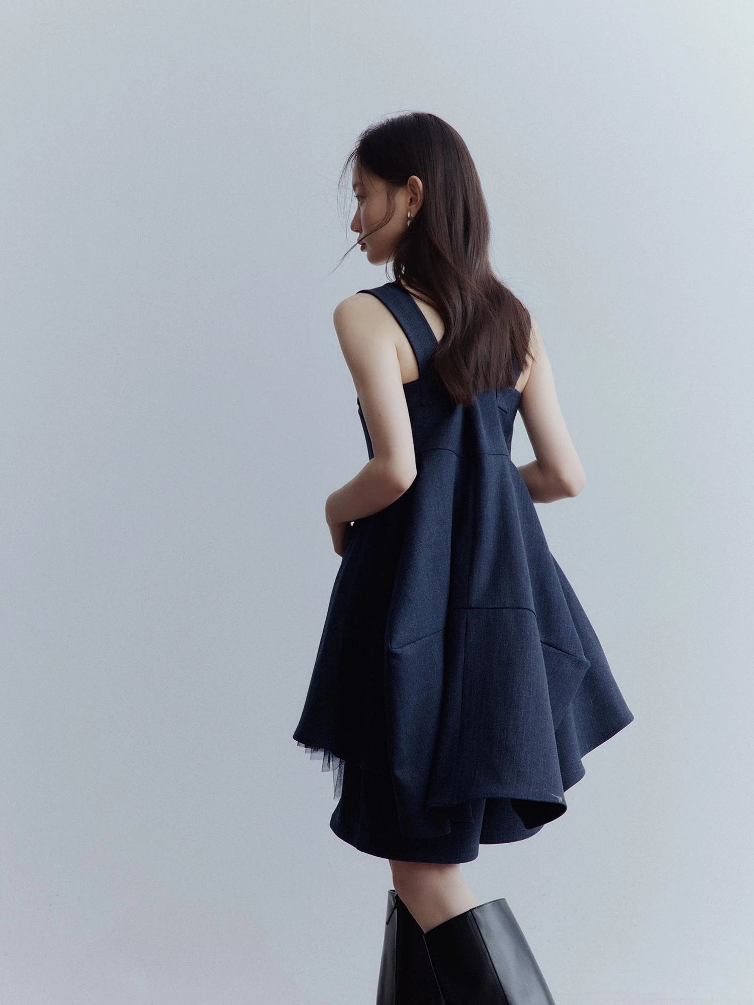 Midnight Blue Manta Ray Deconstructed Layered Tulle Babydoll Dress