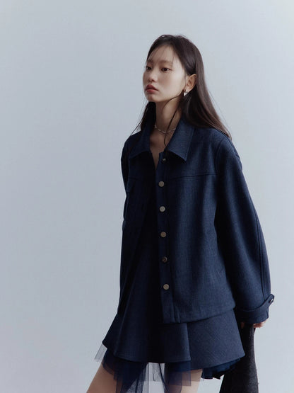 Midnight Blue Manta Ray Deconstructed Layered Tulle Babydoll Dress