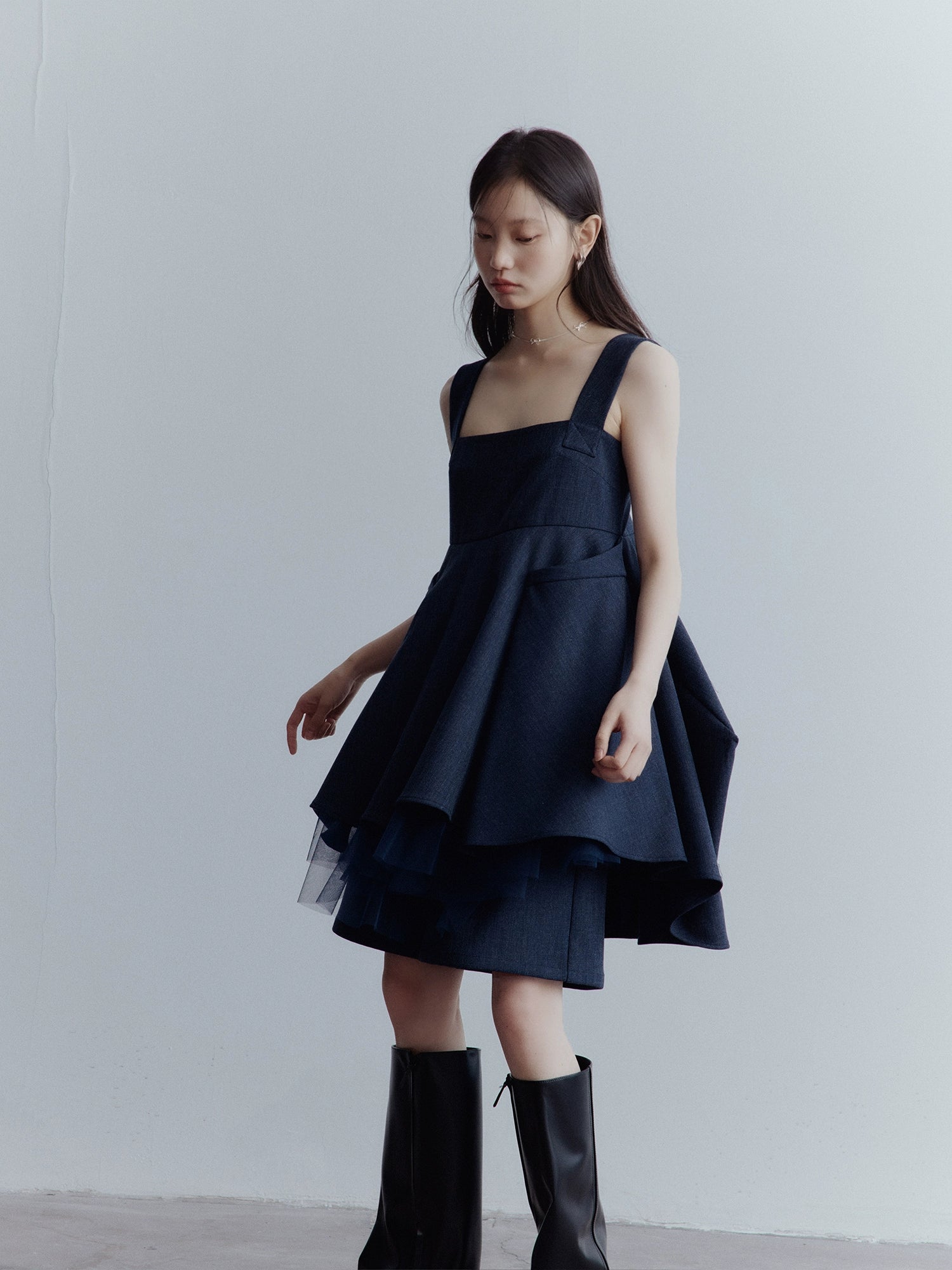 FUSSED_Midnight_Blue_Manta_Ray_Deconstructed_Layered_Tulle_Babydoll_Dress_MISSTT