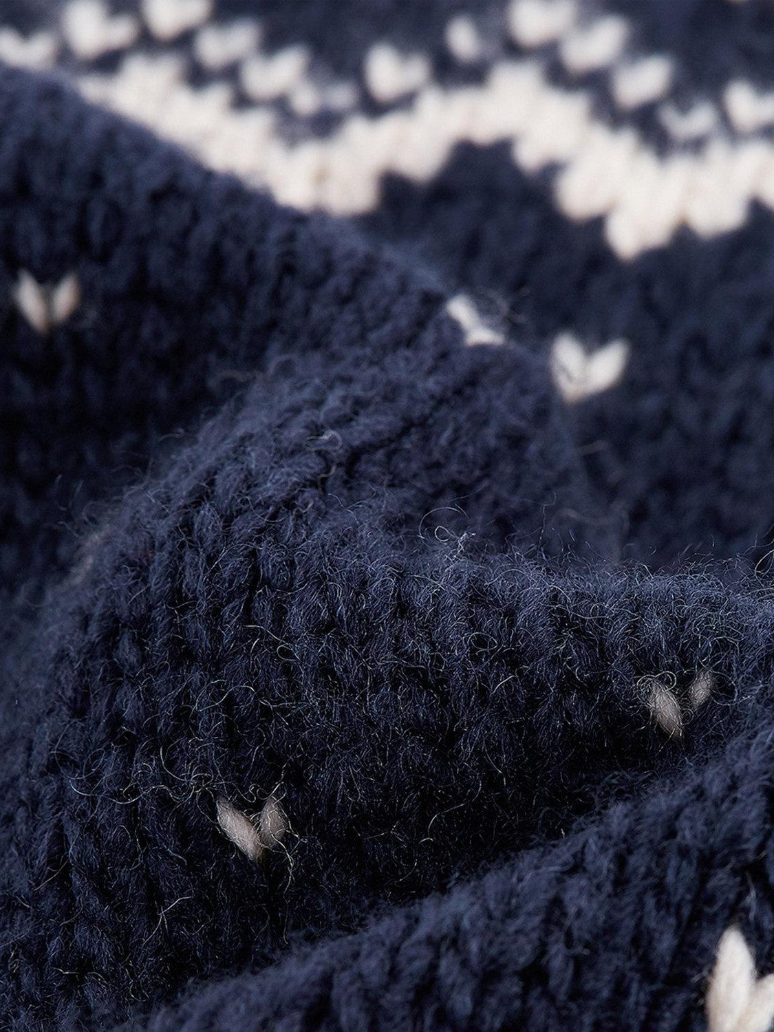 FUSSED Midnight Blue Vintage Fair Isle 3 Needle Rib Snow Elf Women&