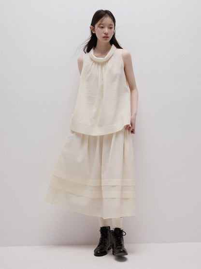 FUSSED Milk Mist White Bubble Layered Sleeveless Women&