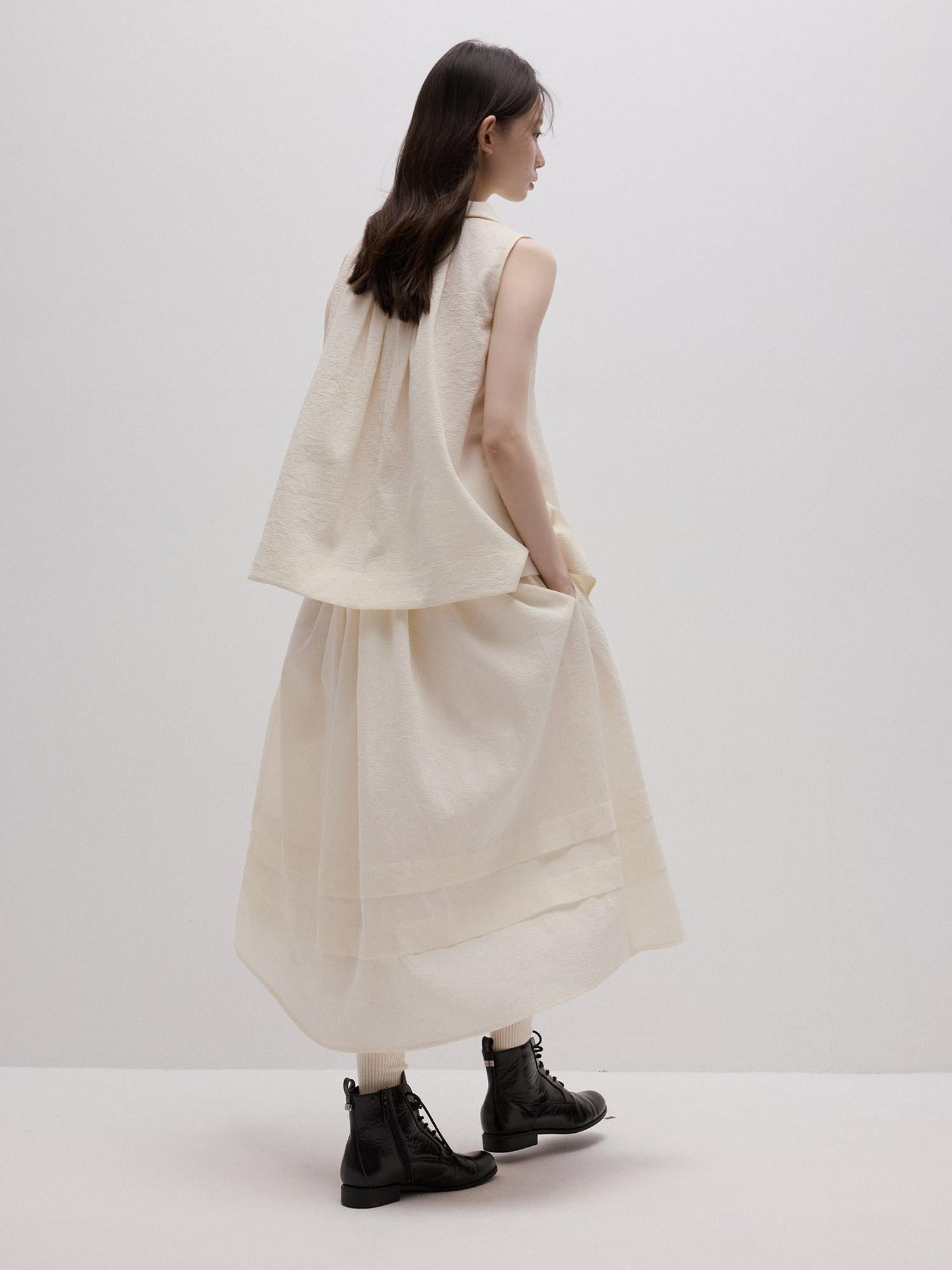 FUSSED Milk Mist White Bubble Layered Sleeveless Women&