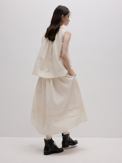 FUSSED Milk Mist White Bubble Layered Sleeveless Women&