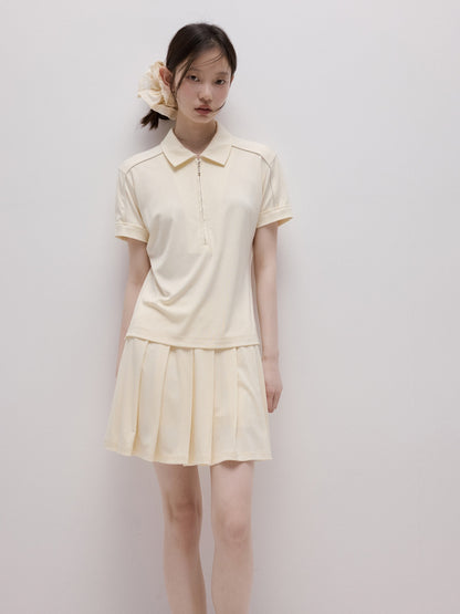 FUSSED_Milky_Almond_Boxy_Layered_Academy_Polo_Collar_Women&