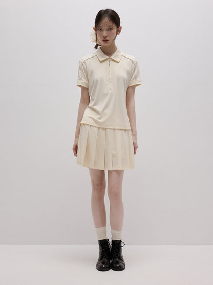 FUSSED_Milky_Almond_Boxy_Layered_Academy_Polo_Collar_Women&