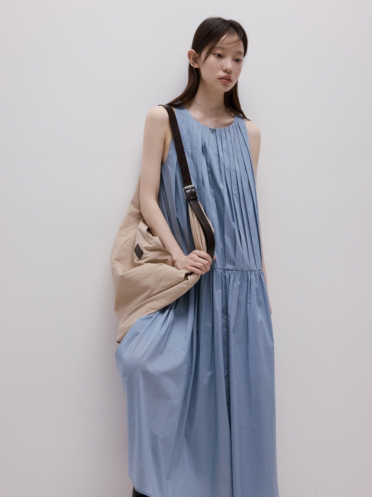 FUSSED_Mist_Blue_Heavy_Pleated_Aline_Women&