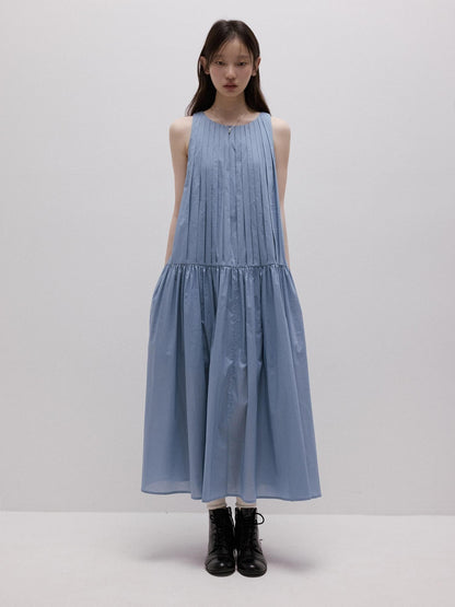 FUSSED Mist Blue Heavy Pleated Aline Women&