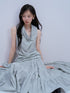 FUSSED_Mist_Blue_Textured_Check_Cowl_Neck_Slim_Fit_Women&