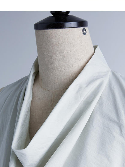 FUSSED Mist Blue Textured Check Cowl Neck Slim Fit Women&