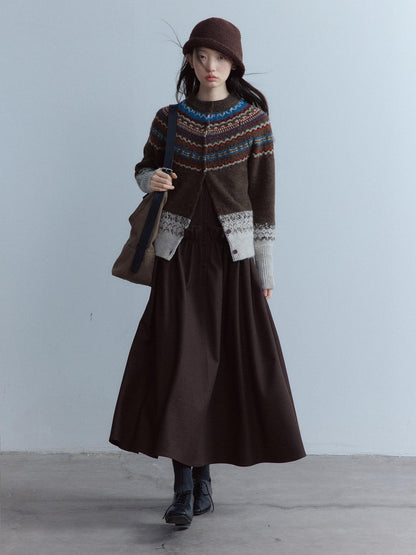 FUSSED Mist Brown 3d Ruffle Patchwork Twist Pleat Women&