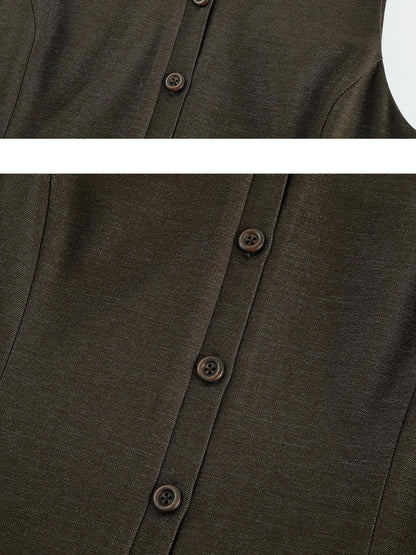 FUSSED Mist Brown 3d Ruffle Patchwork Twist Pleat Women&