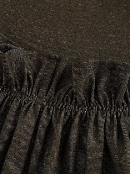 FUSSED Mist Brown 3d Ruffle Patchwork Twist Pleat Women&