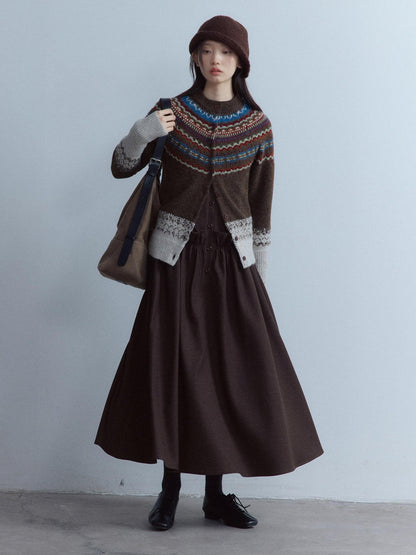FUSSED Mist Brown 3d Ruffle Patchwork Twist Pleat Women&