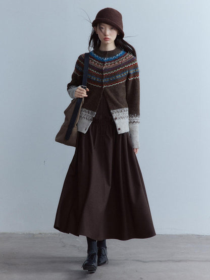 FUSSED Mist Brown 3d Ruffle Patchwork Twist Pleat Women&