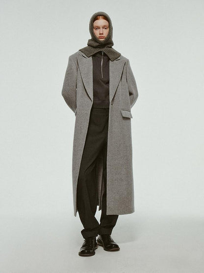 FUSSED Mist Gray Plush Double Faced Notched Lapel Women&