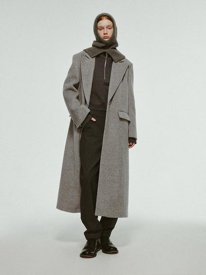 FUSSED Mist Gray Plush Double Faced Notched Lapel Women&