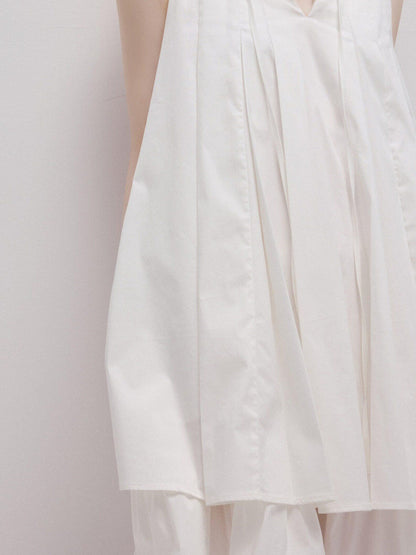 FUSSED Mist White Heavy Pleated Layered Splice Women&