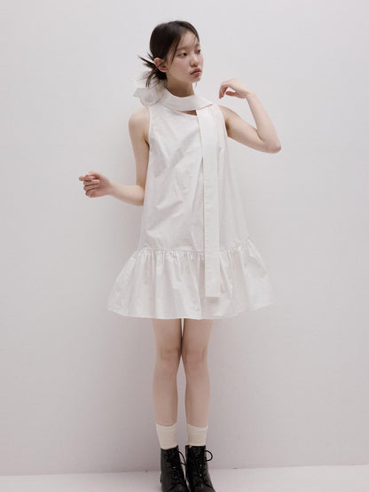 FUSSED Mist White Layered 3d Ribbon Tie A Line Women&