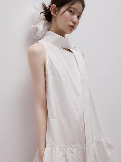 FUSSED Mist White Layered 3d Ribbon Tie A Line Women&