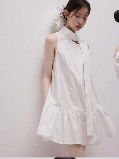 FUSSED Mist White Layered 3d Ribbon Tie A Line Women&